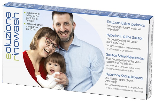 RINOWASH SOLUZIONE SALINA IPERTONICA PER PULIZIA NASO 10 FIALE RICHIUDIBILI X 10 ML - Farmacianumberone.it
