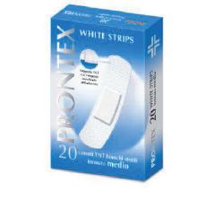 CEROTTO PRONTEX WHITE STRIPS IN TESSUTO NON TESSUTO BIANCO STERILE SCATOLA 20 CEROTTI MEDI - Farmacianumberone.it