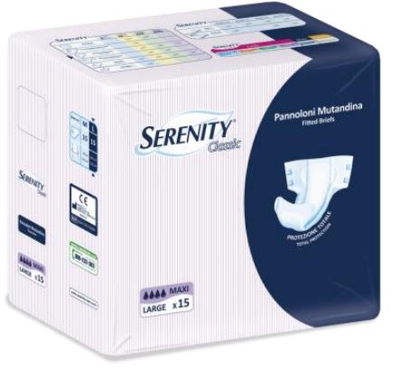 PANNOLONE PER INCONTINENZA A MUTANDINA SERENITY CLASSIC FORMATO MAXI TAGLIA LARGE 15 PEZZI - Farmacianumberone.it