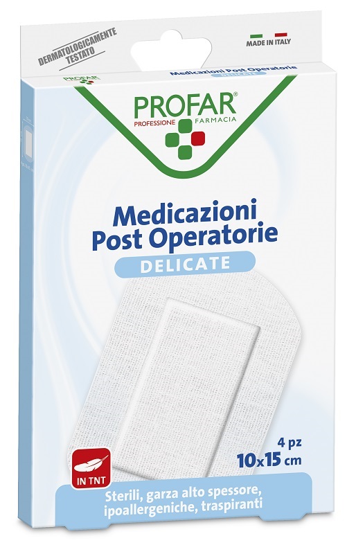 MEDICAZIONE POST OPERATORIA STERILE GARZA ANTIADERENTE 10X15 CM 4 PEZZI PROFAR - Farmacianumberone.it