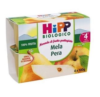 HIPP BIO FRUTTA GRATTUGGIATA MELA PERA 4X100 G - Farmacianumberone.it