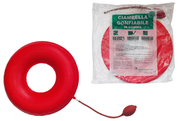 CIAMBELLA GONFIABILE PER INVALIDI IN GOMMA ROSSA TEAM DELUXE CON POMPA 43CM DIAMETRO - Farmacianumberone.it