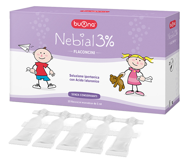 NEBIAL FLACONCINI SOLUZIONE SALINA IPERTONICA DI SODIO CLORURO AL 3% CON ACIDO IALURONICO 20X5 ML - Farmacianumberone.it