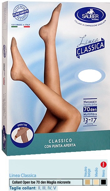 SAUBER COLLANT OPEN TOE MAGLIA MICRORETE 70 DEN COLORE MEDIO 3 LINEA CLASSICA - Farmacianumberone.it