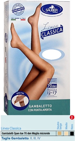 SAUBER GAMBALETTO OPEN TOE MAGLIA MICRORETE 70 DEN COLORE MEDIO TAGLIA 4 LINEA CLASSICA - Farmacianumberone.it