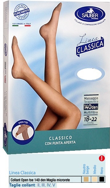 SAUBER COLLANT OPEN TOE MAGLIA MICRORETE 140 DEN COLORE NEUTRO BEIGE 4 LINEA CLASSICA - Farmacianumberone.it