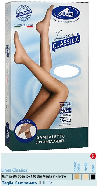 SAUBER GAMBALETTO OPEN TOE MAGLIA MICRORETE 140 DEN COLORE MEDIO TAGLIA 3 LINEA CLASSICA - Farmacianumberone.it