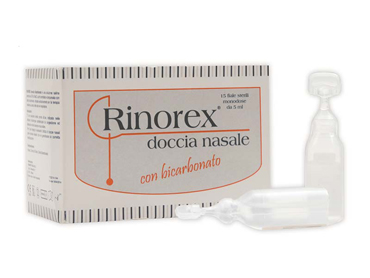 FIALA PER DOCCIA NASALE RINOREX BICARBONATO 15 FIALE 5 ML - Farmacianumberone.it
