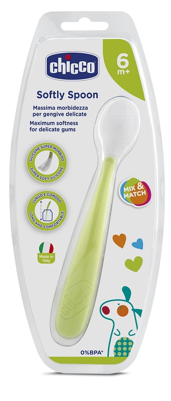 CHICCO CUCCHIAIO MORBIDO SILICONE 6M+ VERDE UP - Farmacianumberone.it