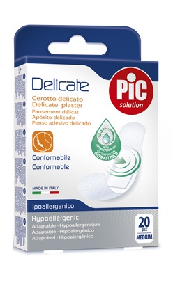 CEROTTO PIC DELICATE 19X72 MM ANTIBATTERICO 20 PEZZI - Farmacianumberone.it
