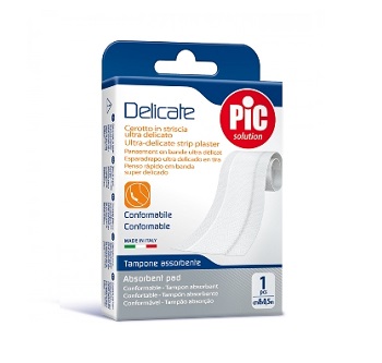 CEROTTO PIC DELICATE STRISCIA BIANCA CON TAMPONE ANTIBATTERICO CM 8X0,5 M - Farmacianumberone.it