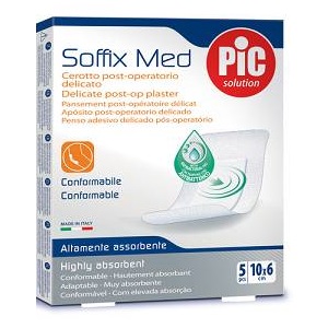 CEROTTO PIC SOFFIX MED IN TNT CON TAMPONE CENTRALE ASSORBENTE STERILE MONOUSO 10X6 CM ANTIBATTERICO 5 PEZZI - Farmacianumberone.it