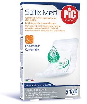 CEROTTO PIC SOFFIX MED IN TNT CON TAMPONE CENTRALE ASSORBENTE STERILE MONOUSO 10X12 CM ANTIBATTERICO 5 PEZZI - Farmacianumberone.it