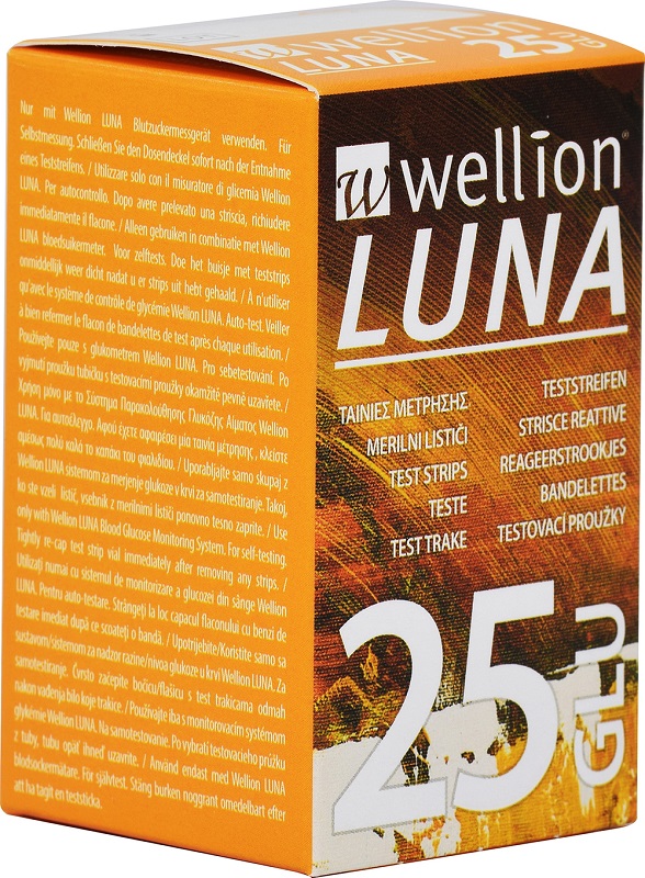 WELLION LUNA 25 STRIPS STRISCE PER MISURAZIONE GLICEMIA - Farmacianumberone.it