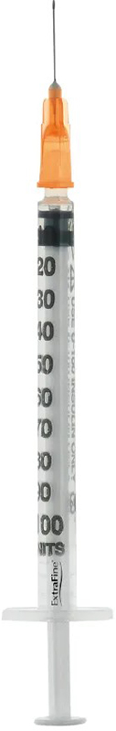 SIRINGA PER INSULINA EXTRAFINE 1ML 100 UI AGO REMOVIBILE 25 GAUGE 0,5X16 MM 1 PEZZO - Farmacianumberone.it