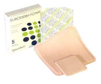 MEDICAZIONE IN POLIURETANO EURODERM FOAM MISURA 10X10CM 5 PEZZI - Farmacianumberone.it
