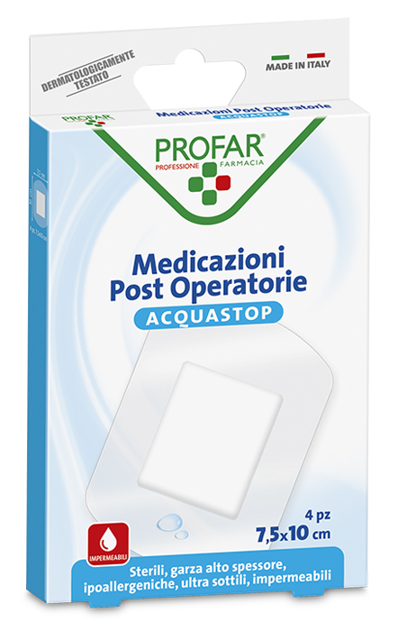 ACQUASTOP MEDICAZIONE POST OPERATORIA 7,5X10 CM PROFAR MED 4 PEZZI - Farmacianumberone.it