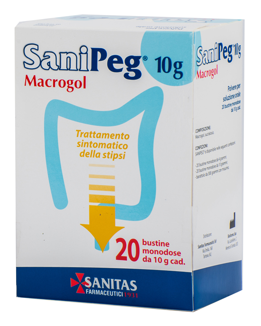 SANIPEG MACROGOL POLVERE PER SOLUZIONE ORALE 20 BUSTE DA 10 G - Farmacianumberone.it
