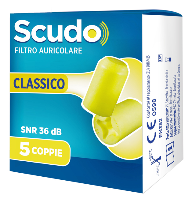 SCUDO FILTRO AURICOLARE CLASSICO SNR 36 DB 7-12MM 5 PAIA - Farmacianumberone.it