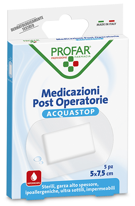 ACQUASTOP MEDICAZIONE POST OPERATORIA 5X7,5 CM PROFAR MED 5 PEZZI - Farmacianumberone.it