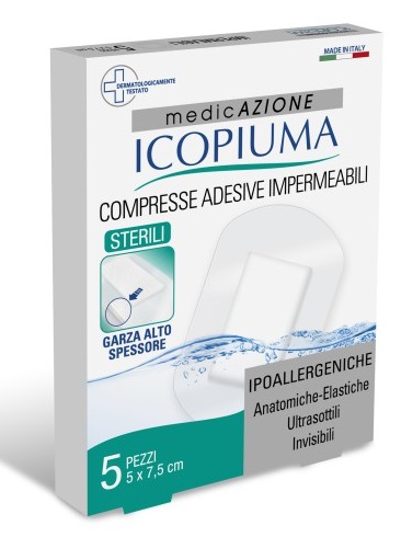 ICOPIUMA GARZA COMPRESSA MEDICATA POSTOPERATORIA 5X7,5 CM 5 PEZZI - Farmacianumberone.it