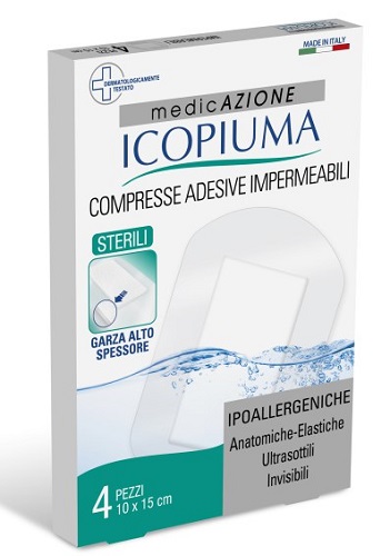 GARZA COMPRESSA ICOPIUMA MEDICATA POSTOPERATORIA 10X15 CM 4 PEZZI - Farmacianumberone.it