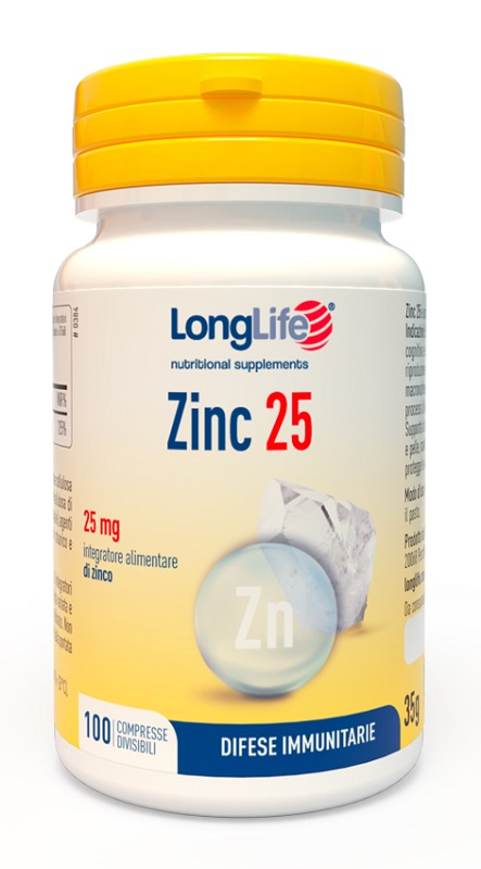 LONGLIFE ZINC 25 MG 100 COMPRESSE DIVISIBILI - Farmacianumberone.it