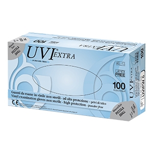 GUANTO IN CLORURO DI POLIVINILE SUPERFICIE LISCIA PRIVO DI TALCO 100 PEZZI ARTICOLO UVIPW 6 - Farmacianumberone.it