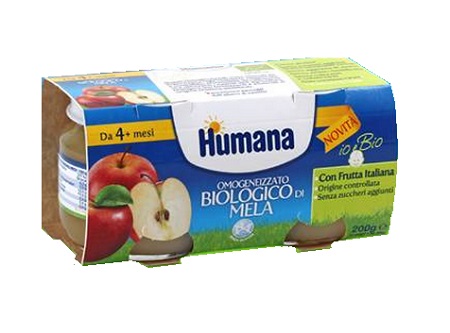 HUMANA OMOGENEIZZATO MELA BIO 2 VASETTI 100G - Farmacianumberone.it