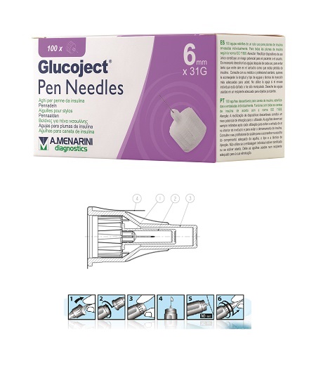 AGO PER PENNA DA INSULINA GLUCOJECT LUNGHEZZA 6 MM GAUGE 31 100 PEZZI - Farmacianumberone.it