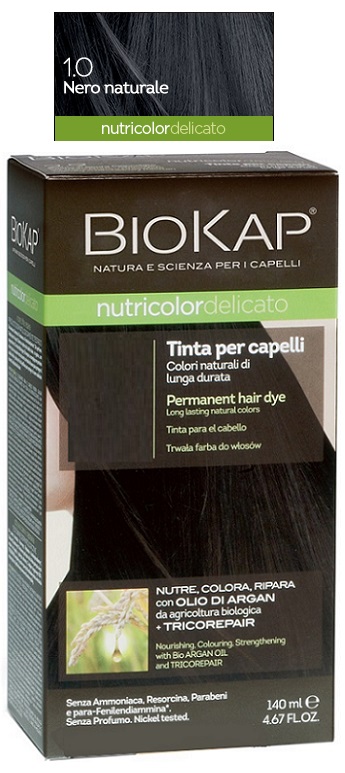 BIOKAP NUTRICOLOR DELICATO 1,0 NERO NATURALE TINTA TUBO + FLACONE - Farmacianumberone.it