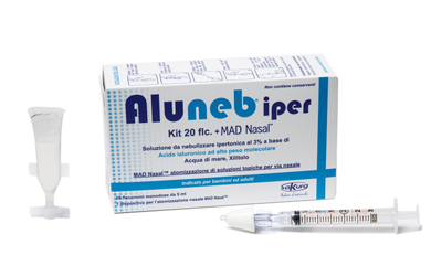 ALUNEB KIT SOLUZIONE IPERTONICA 3% 20 FLACONCINI + MAD NASAL ATOMIZZATORE - Farmacianumberone.it