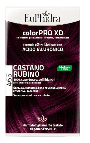 EUPHIDRA COLORPRO XD 465 CAST RUBINO GEL COLORANTE CAPELLI IN FLACONE + ATTIVANTE + BALSAMO + GUANTI - Farmacianumberone.it