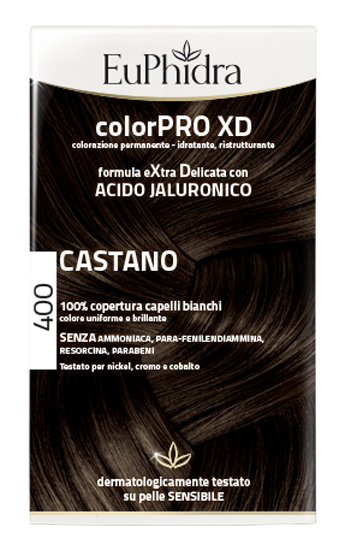 EUPHIDRA COLORPRO XD 400 CASTANO GEL COLORANTE CAPELLI IN FLACONE + ATTIVANTE + BALSAMO + GUANTI - Farmacianumberone.it
