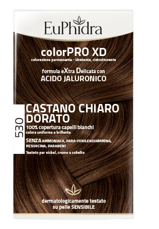 EUPHIDRA COLORPRO XD 530 CASTANO CHIARO DORATO GEL COLORANTE CAPELLI IN FLACONE + ATTIVANTE + BALSAMO + GUANTI - Farmacianumberone.it