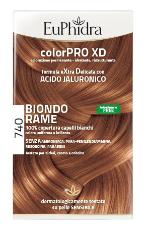 EUPHIDRA COLORPRO XD 740 BIONDO RAME GEL COLORANTE CAPELLI IN FLACONE + ATTIVANTE + BALSAMO + GUANTI - Farmacianumberone.it