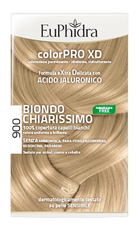 EUPHIDRA COLORPRO XD 900 BIONDO CHIARISSIMO GEL COLORANTE CAPELLI IN FLACONE + ATTIVANTE + BALSAMO + GUANTI - Farmacianumberone.it