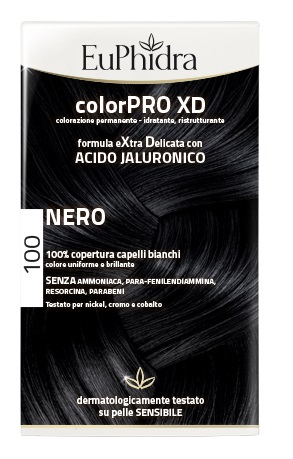 EUPHIDRA COLORPRO XD 100 NERO GEL COLORANTE CAPELLI IN FLACONE + ATTIVANTE + BALSAMO + GUANTI - Farmacianumberone.it