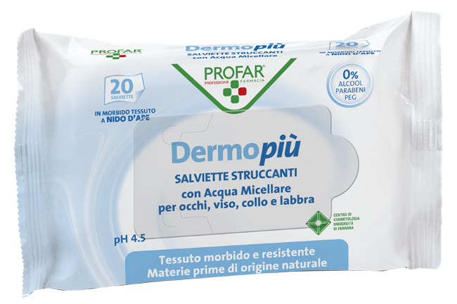 DERMO PIU' SALVIETTINE STRUCCANTI 20 PEZZI PROFAR - Farmacianumberone.it