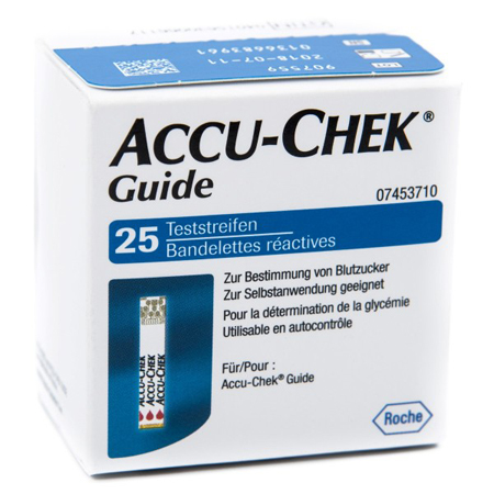 STRISCE MISURAZIONE GLICEMIA ACCU-CHEK GUIDE 25 PEZZI CONFEZIONE RETAIL - Farmacianumberone.it