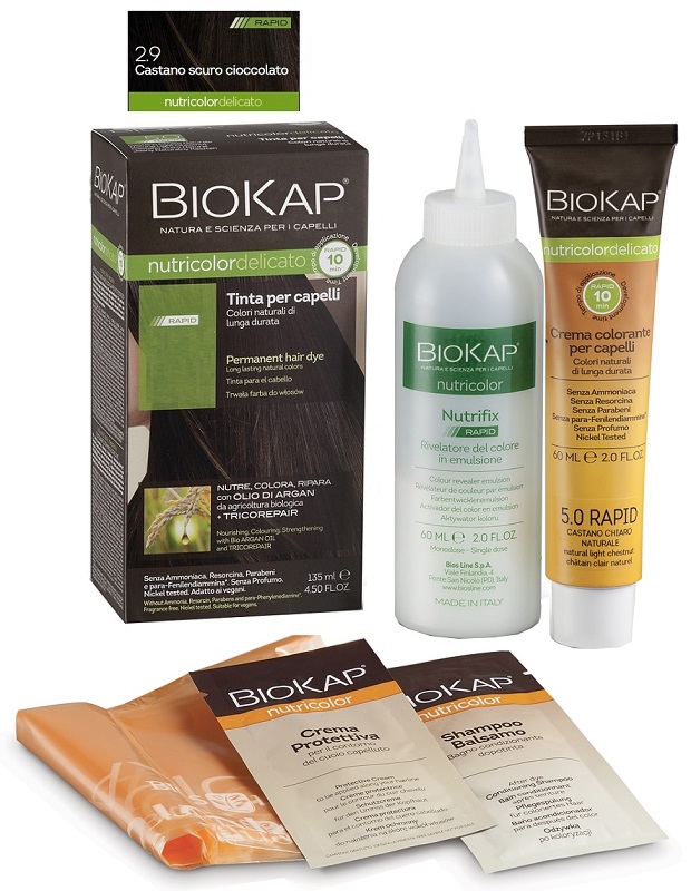 BIOS LINE  BIOKAP NUTRICOLOR DELICATO RAPID TINTA 2,9 CASTANO SCURO CIOCCOLATO 135 ML - Farmacianumberone.it