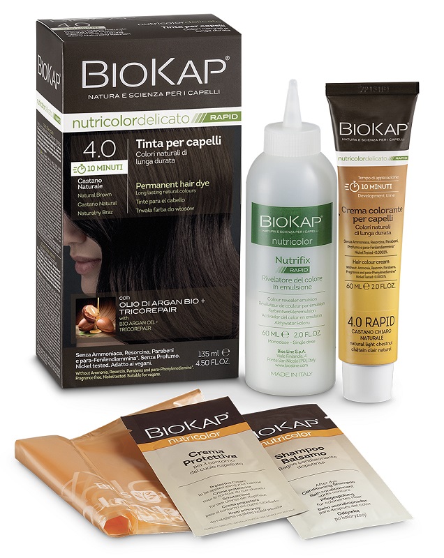 BIOS LINE  BIOKAP NUTRICOLOR DELICATO RAPID TINTA 4,00 CASTANO NATURALE 135 ML - Farmacianumberone.it