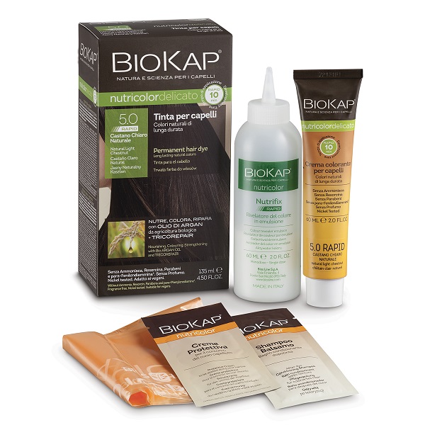 BIOS LINE  BIOKAP NUTRICOLOR DELICATO RAPID TINTA 5,0 CASTANO CHIARO NATURALE 135 ML - Farmacianumberone.it