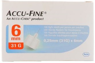 AGO PER PENNA DA INSULINA ACCU-FINE PEN NEEDLE ACCU-CHEK GAUGE 31 X 6MM 100 PEZZI - Farmacianumberone.it