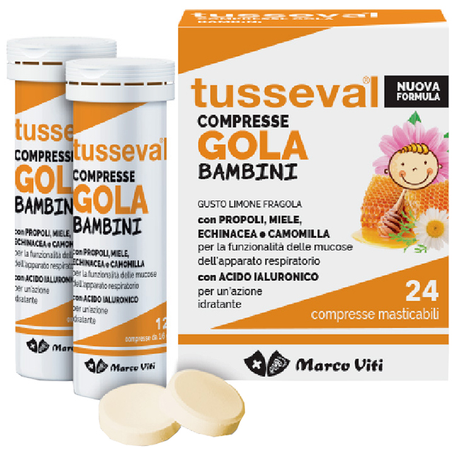 TUSSEVAL GOLA BAMBINI 24 COMPRESSE - Farmacianumberone.it