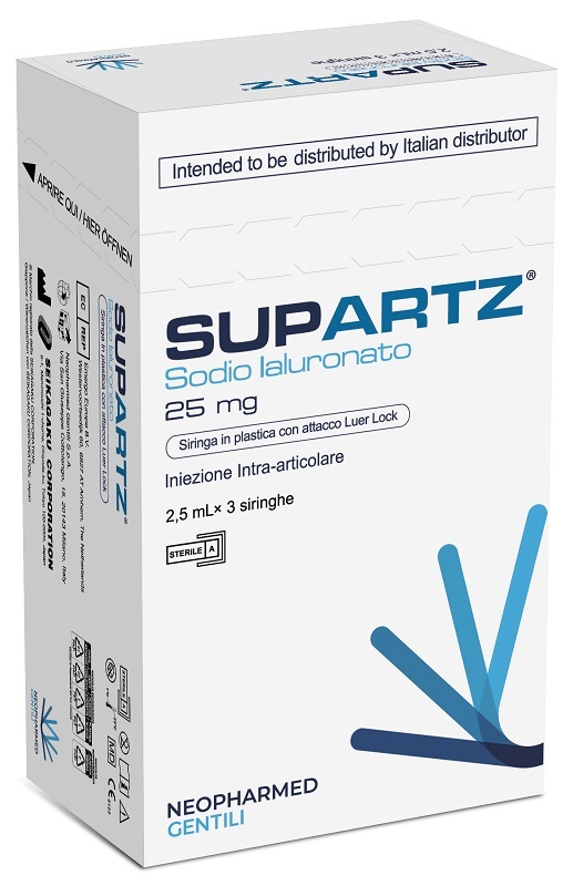 SIRINGA PRERIEMPITA INTRA-ARTICOLARE SUPARTZ ACIDO IALURONICO 25 MG 2,5 ML 3 PEZZI - Farmacianumberone.it