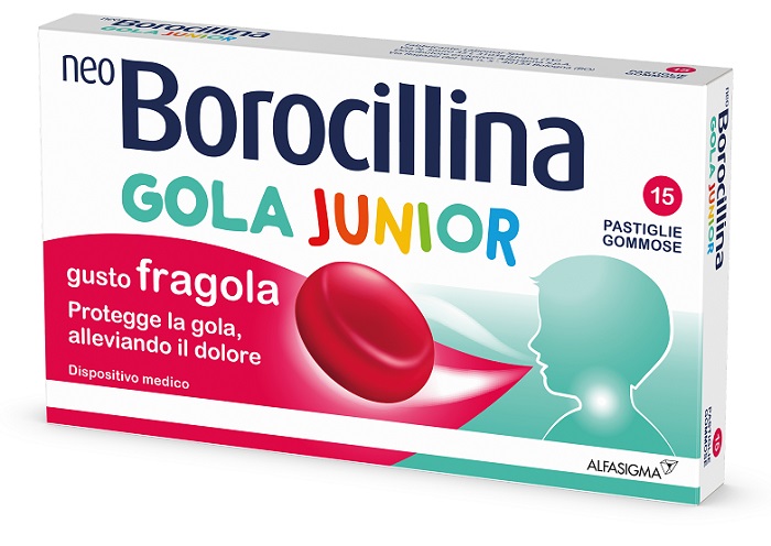 NEOBOROCILLINA GOLA JUNIOR 15 PASTIGLIE FRAGOLA - Farmacianumberone.it