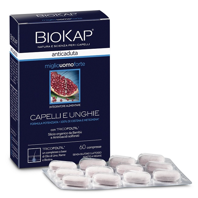 BIOKAP ANTICADUTA MIGLIO UOMO FORTE CON TRICOFOLTIL 60 COMPRESSE - Farmacianumberone.it