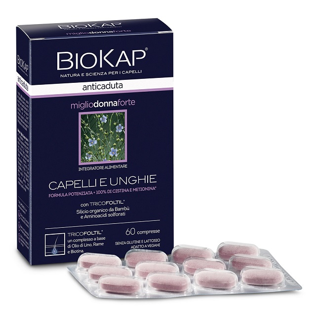 BIOKAP ANTICADUTA MIGLIO DONNA FORTE CON TRICOFOLTIL 60 COMPRESSE - Farmacianumberone.it