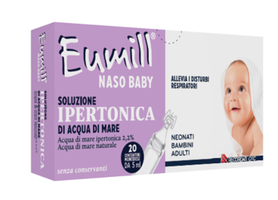 EUMILL NASO BABY SOLUZIONE IPERTONICA 20 CONTENITORI MONODOSE 5 ML - Farmacianumberone.it